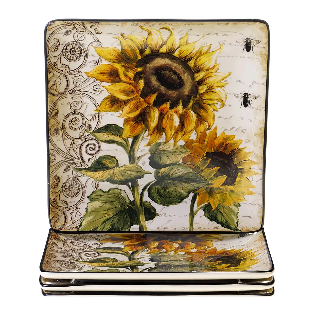 Certified International French Sunflowers 4-pc. Square Dinner Plate Set 1 Certified International French Sunflowers 4-pc. Square Dinner Plate Set