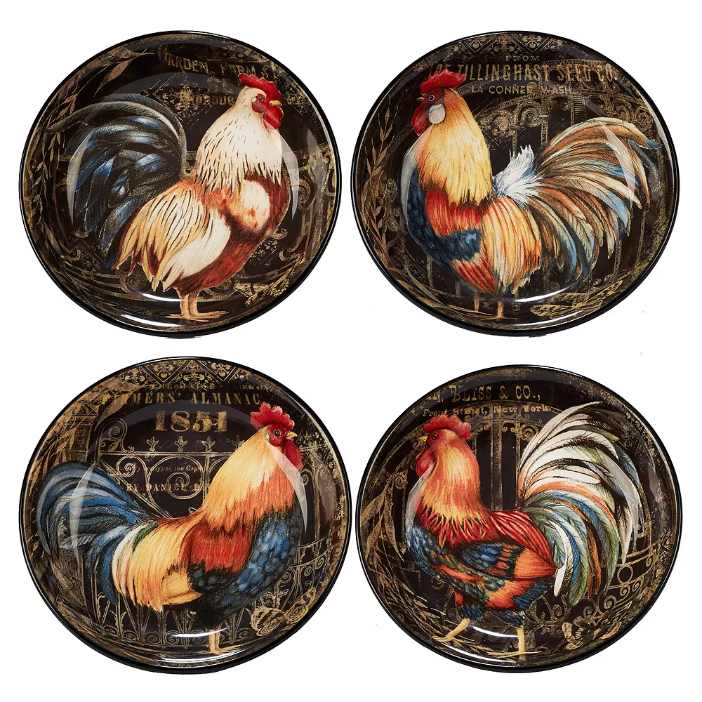 Certified International Gilded Rooster 4-piece Soup / Pasta Bowl Set 1 Certified International Gilded Rooster 4-piece Soup / Pasta Bowl Set