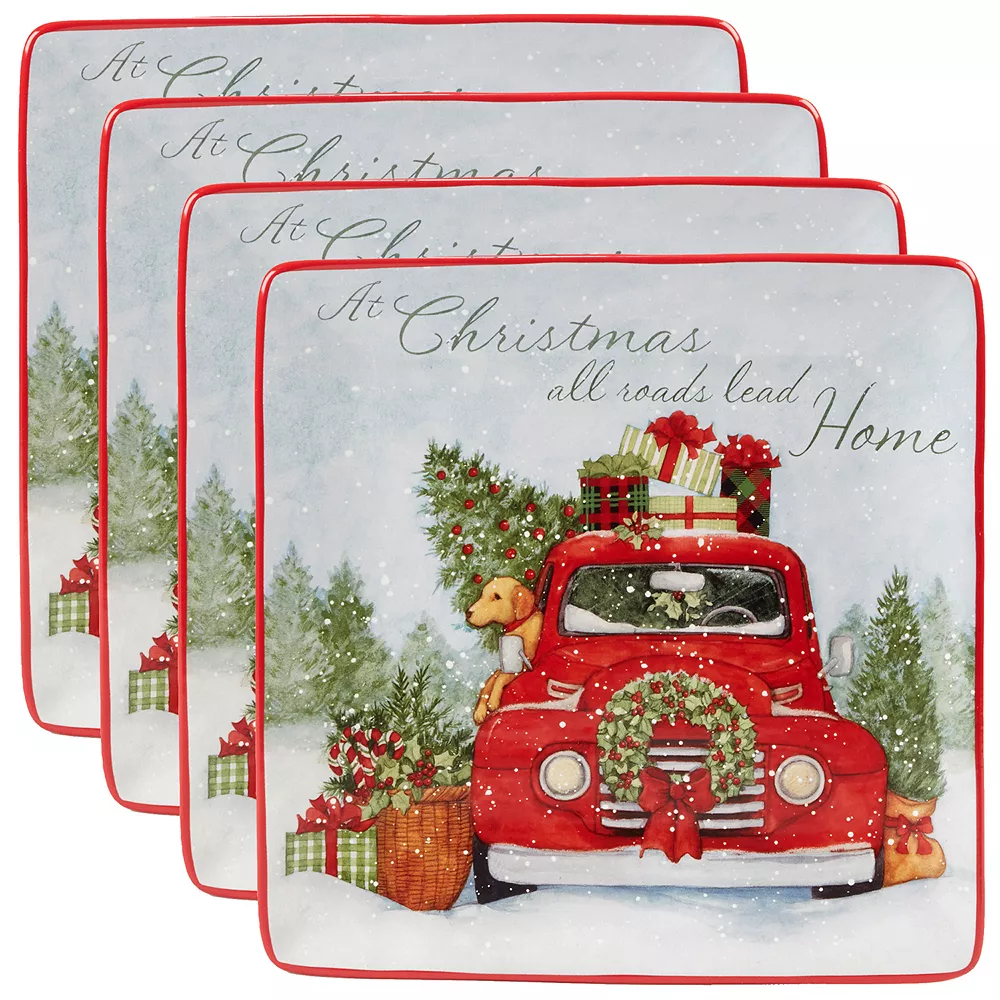 Certified International Home For Christmas 4-piece Dinner Plate Set 1 Certified International Home For Christmas 4-piece Dinner Plate Set