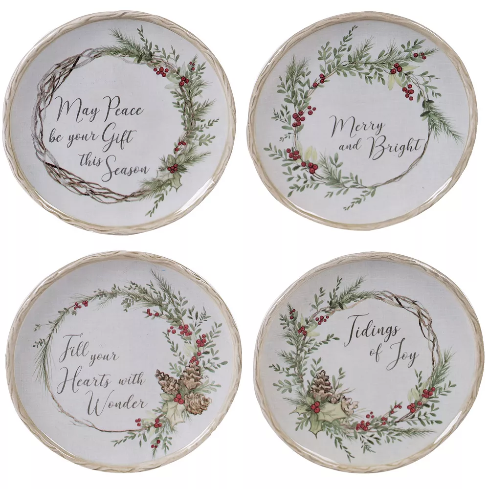 Certified International Holly & Ivy 4-pc. Canape Plate Set 1 Certified International Holly & Ivy 4-pc. Canape Plate Set
