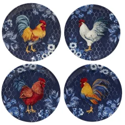 Certified International Indigo Rooster 4-pc. Salad Plate Set