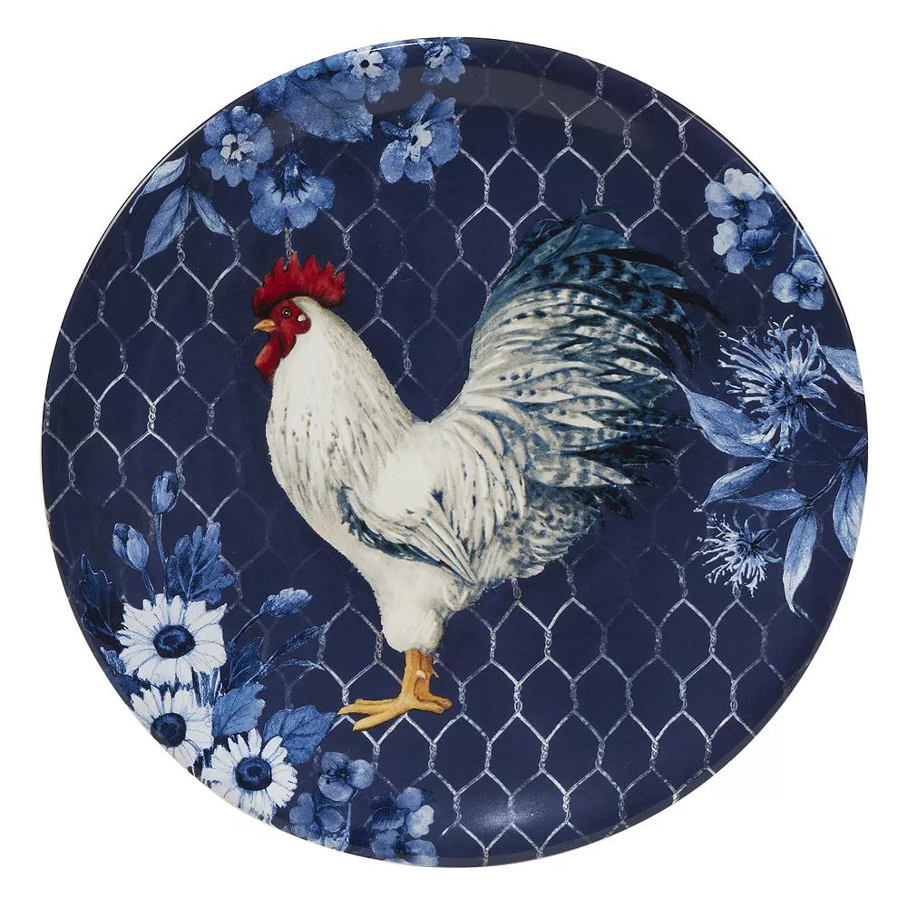Certified International Indigo Rooster 4-pc. Salad Plate Set 2 Certified International Indigo Rooster 4-pc. Salad Plate Set - Image 2
