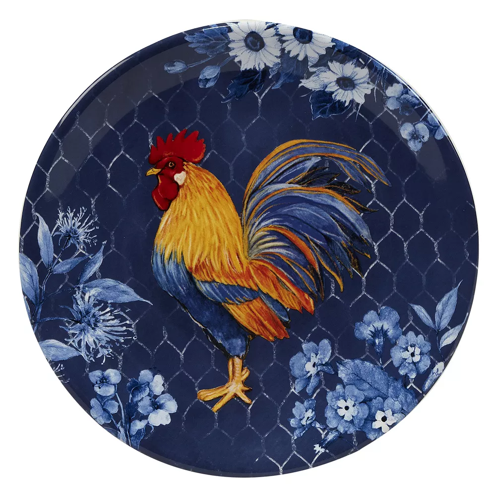 Certified International Indigo Rooster 4-pc. Salad Plate Set 4 Certified International Indigo Rooster 4-pc. Salad Plate Set - Image 4