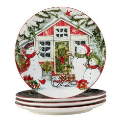 Certified International Snowman's Farmhouse 4-pc. Dinner Plate Set