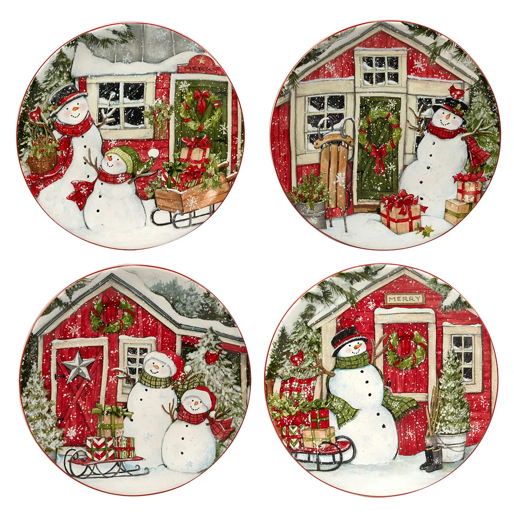 Certified International Snowman's Farmhouse 4-pc. Dessert Plate Set 1 Certified International Snowman's Farmhouse 4-pc. Dessert Plate Set