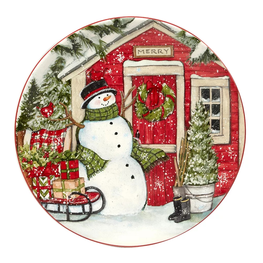 Certified International Snowman's Farmhouse 4-pc. Dessert Plate Set 2 Certified International Snowman's Farmhouse 4-pc. Dessert Plate Set - Image 2
