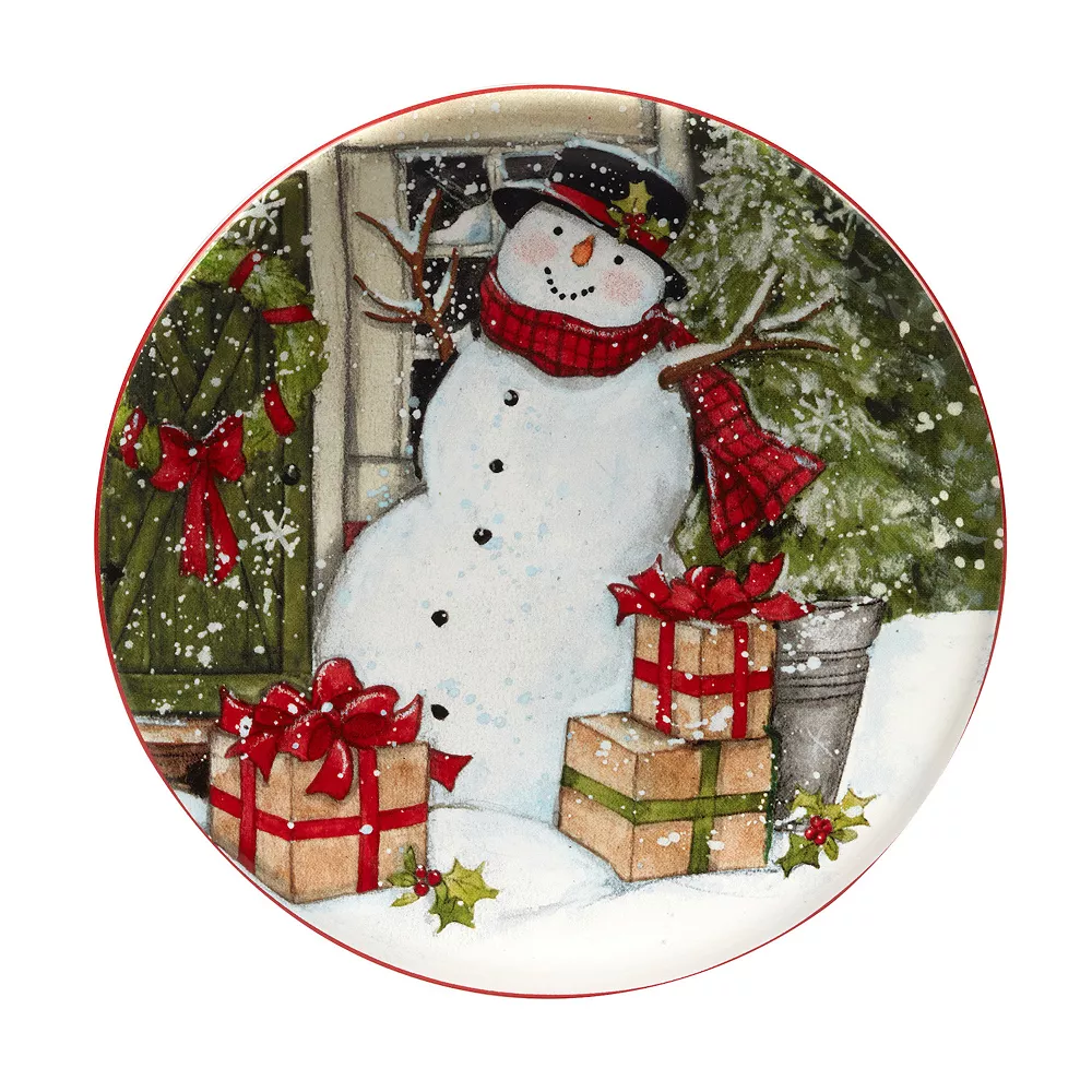 Certified International Snowman's Farmhouse 4-pc. Canape Plate Set 2 Certified International Snowman's Farmhouse 4-pc. Canape Plate Set - Image 2