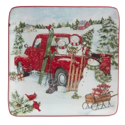 Certified International Red Truck Snowman 4-pc. Dessert Plate Set -Certified international Sales 5829251 ALT3
