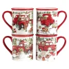 Certified International Red Truck Snowman 4-pc. Mug Set