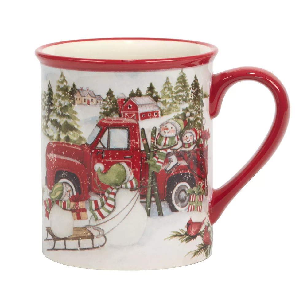 Certified International Red Truck Snowman 4-pc. Mug Set 2 Certified International Red Truck Snowman 4-pc. Mug Set - Image 2