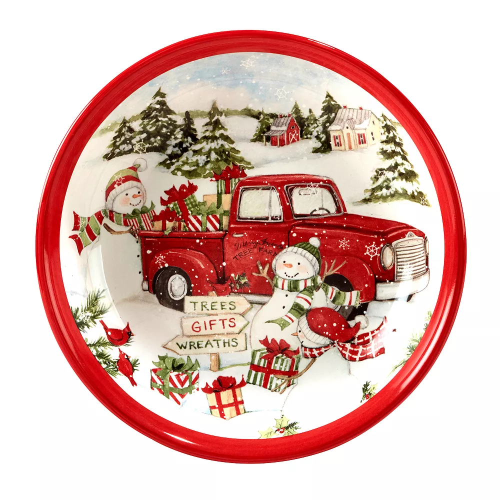 Certified International Red Truck Snowman 4-pc. Soup Bowl Set 2 Certified International Red Truck Snowman 4-pc. Soup Bowl Set - Image 2