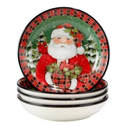 Certified International Christmas Lodge Santa 4-pc. Soup Bowl Set
