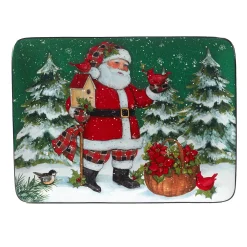 Certified International Christmas Lodge Santa Rectangle Serving Platter