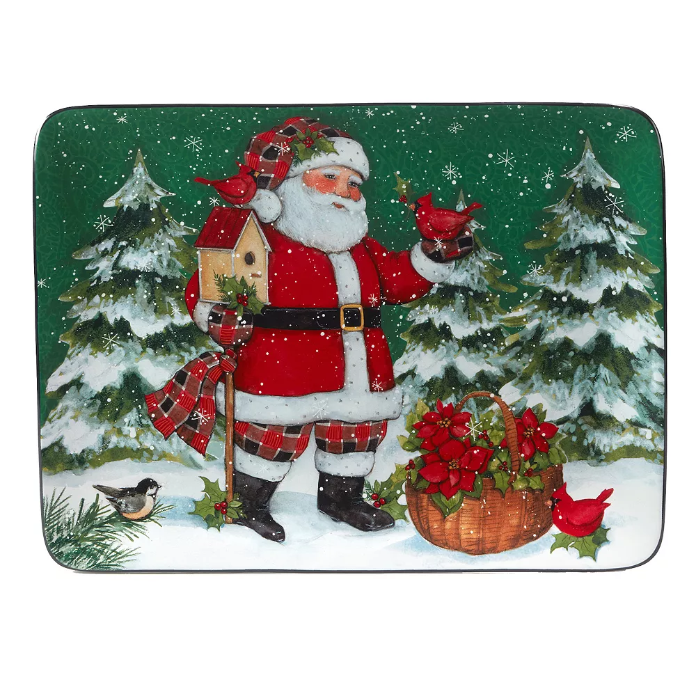 Certified International Christmas Lodge Santa Rectangle Serving Platter 1 Certified International Christmas Lodge Santa Rectangle Serving Platter