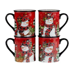 Certified International Christmas Lodge Snowman 4-pc. Mug Set