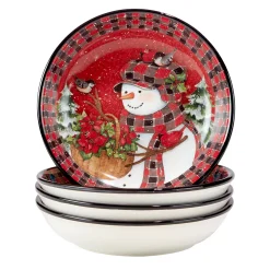 Certified International Christmas Lodge Snowman 4-pc. Soup Bowl Set