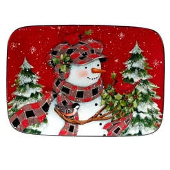 Certified International Christmas Lodge Snowman Rectangle Serving Platter