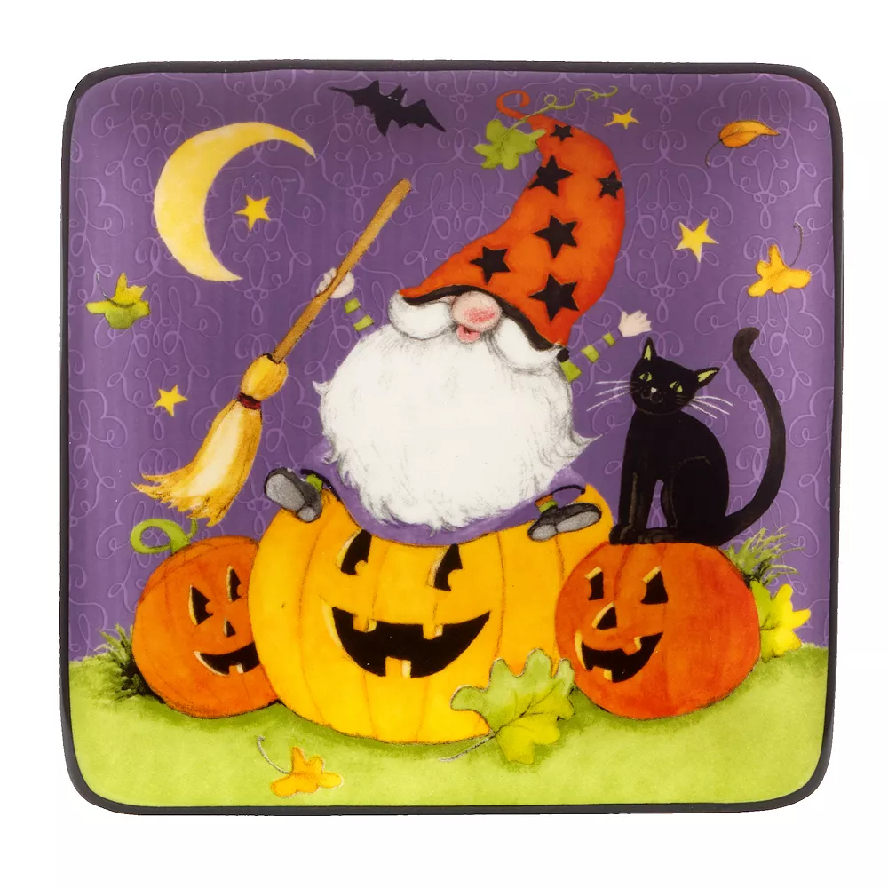 Certified International Halloween Gnomes 4-pc. Canape Plate Set 2 Certified International Halloween Gnomes 4-pc. Canape Plate Set - Image 2