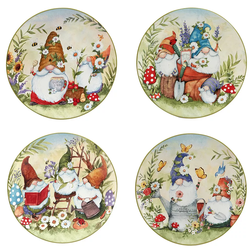 Certified International Garden Gnomes 4-pc. Dinner Plate Set 1 Certified International Garden Gnomes 4-pc. Dinner Plate Set