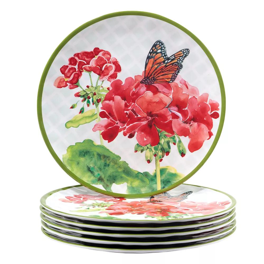 Certified International Geraniums 6-pc. Melamine Dinner Plate Set 1 Certified International Geraniums 6-pc. Melamine Dinner Plate Set