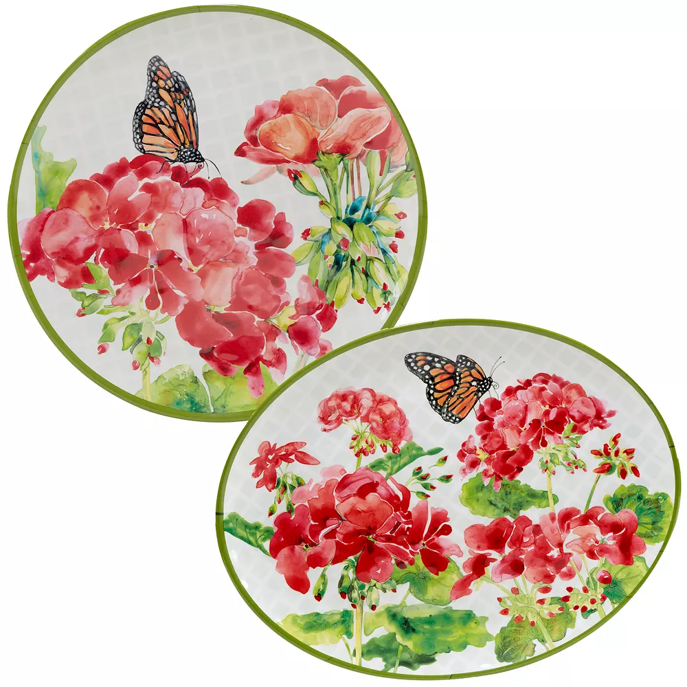 Certified International Geraniums 2-pc. Melamine Platter Set 1 Certified International Geraniums 2-pc. Melamine Platter Set