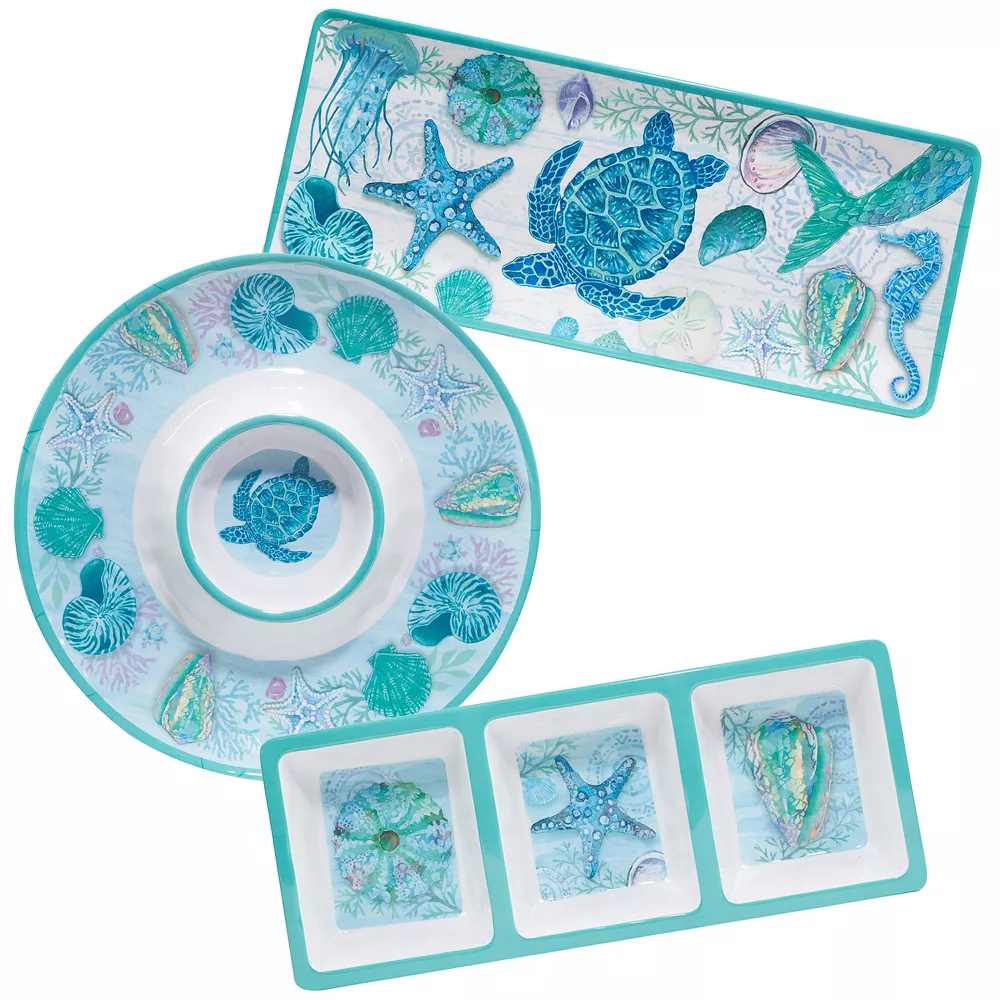 Certified International Serene Seas 3-pc. Melamine Hostess Set 1 Certified International Serene Seas 3-pc. Melamine Hostess Set