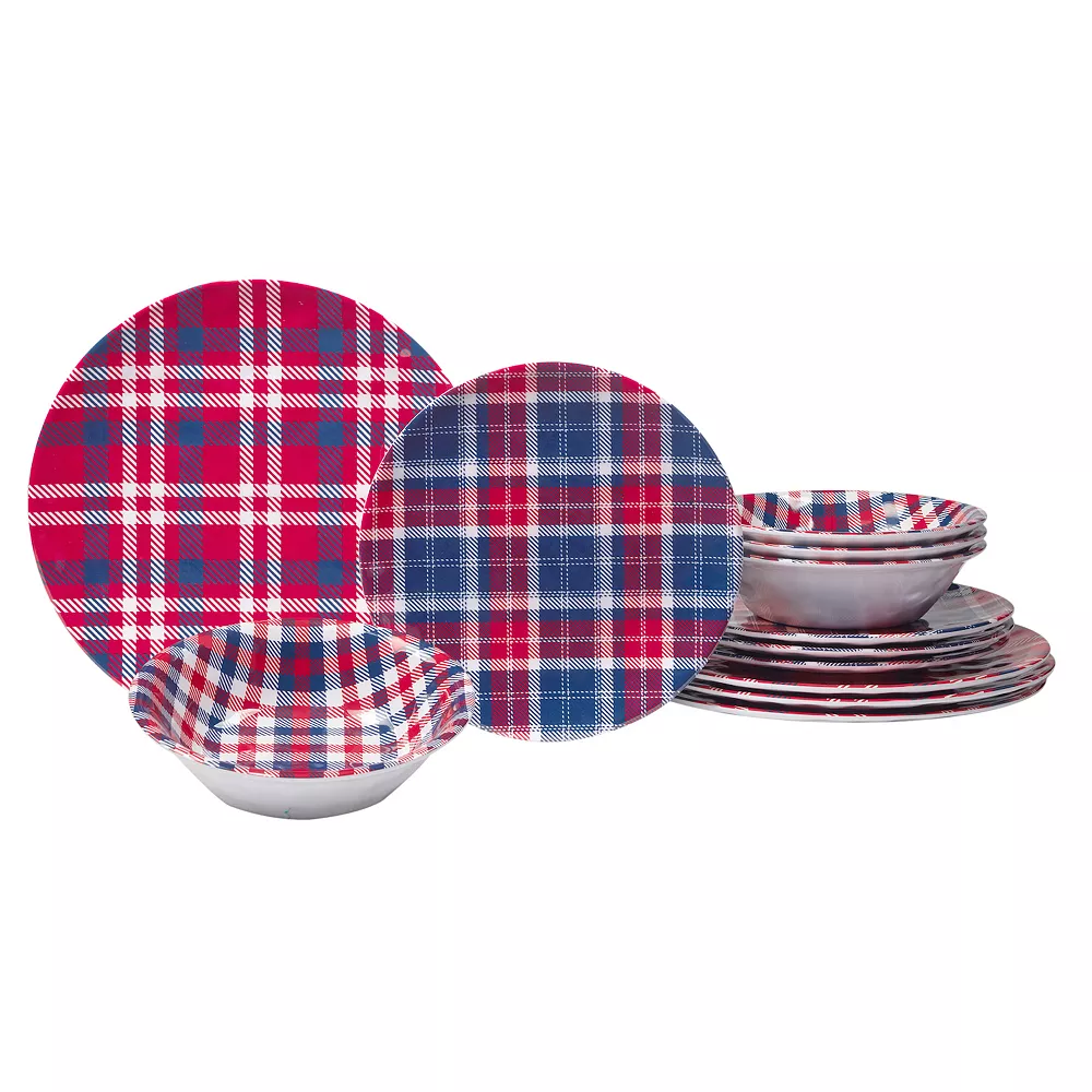 Certified International Patriotic Plaid 12-pc. Melamine Dinnerware Set 1 Certified International Patriotic Plaid 12-pc. Melamine Dinnerware Set