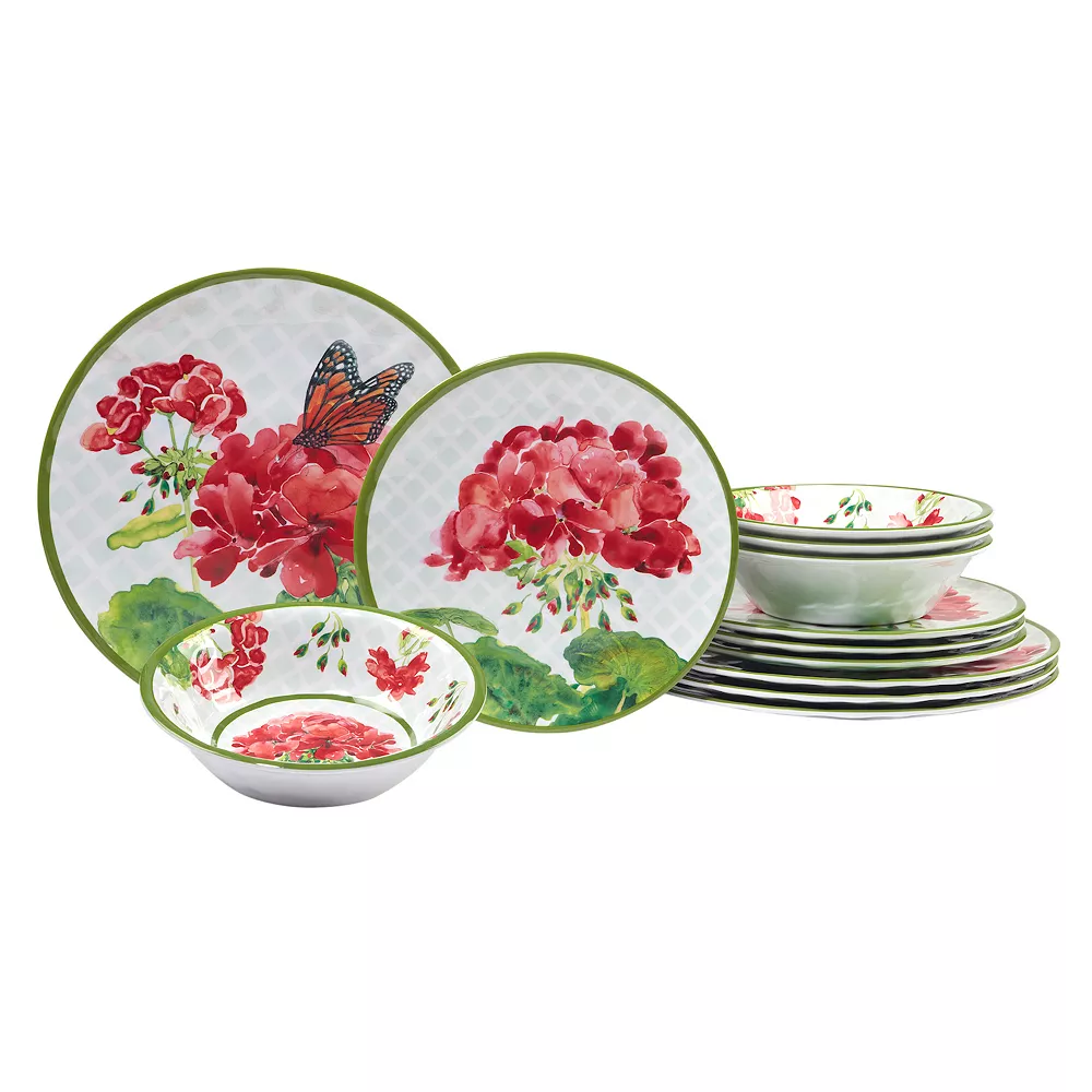 Certified International Geraniums 12-pc. Melamine Dinnerware Set 1 Certified International Geraniums 12-pc. Melamine Dinnerware Set